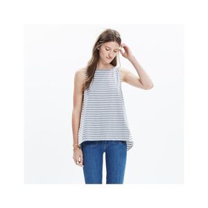 Madewell Striped Tank Top Gray White Sleeveless Casual Women's Size S